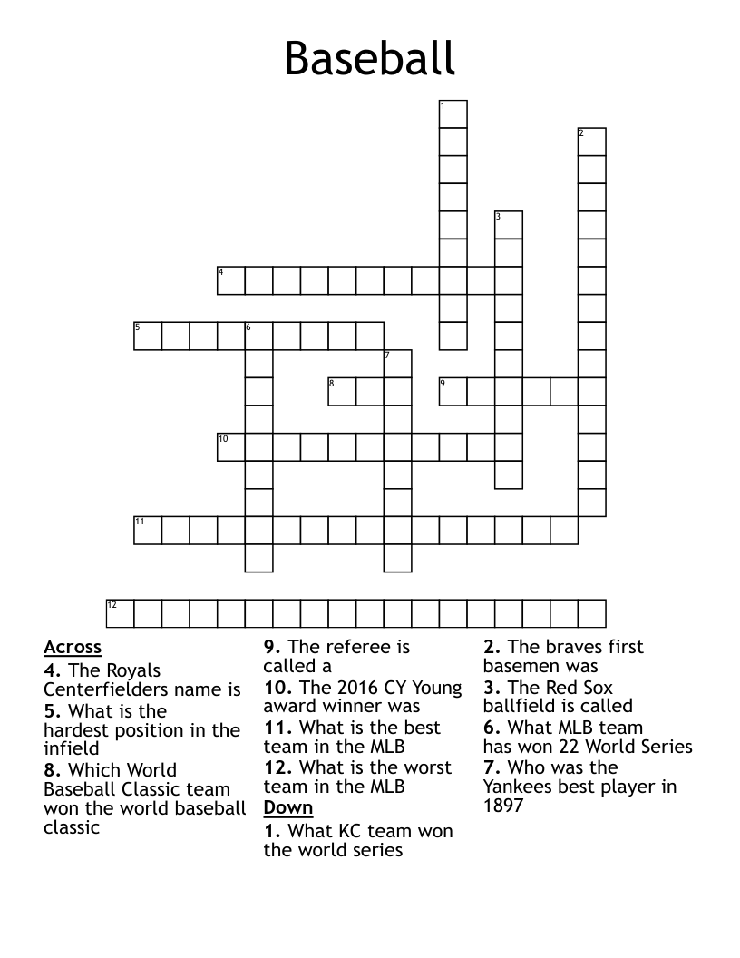 Baseball Crossword