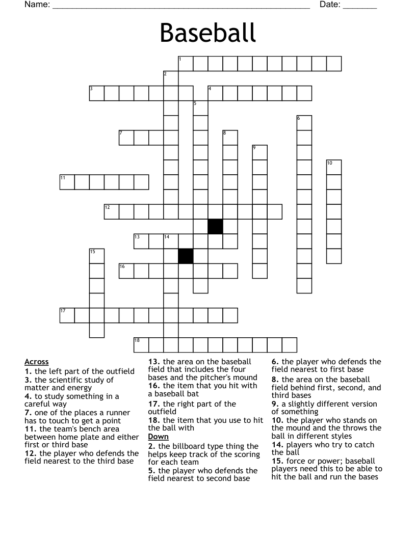 Baseball Crossword