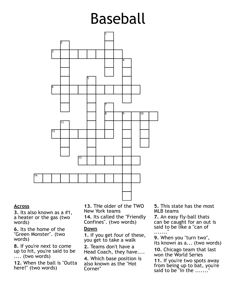 Baseball Crossword