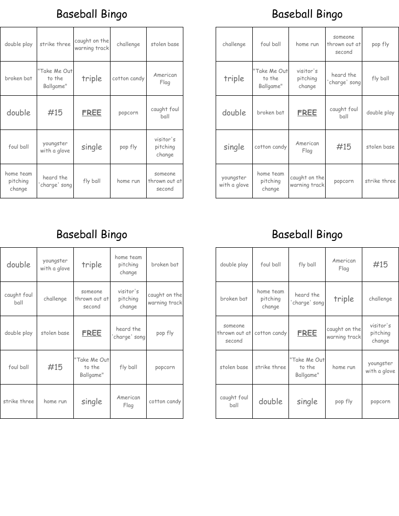 Baseball Bingo