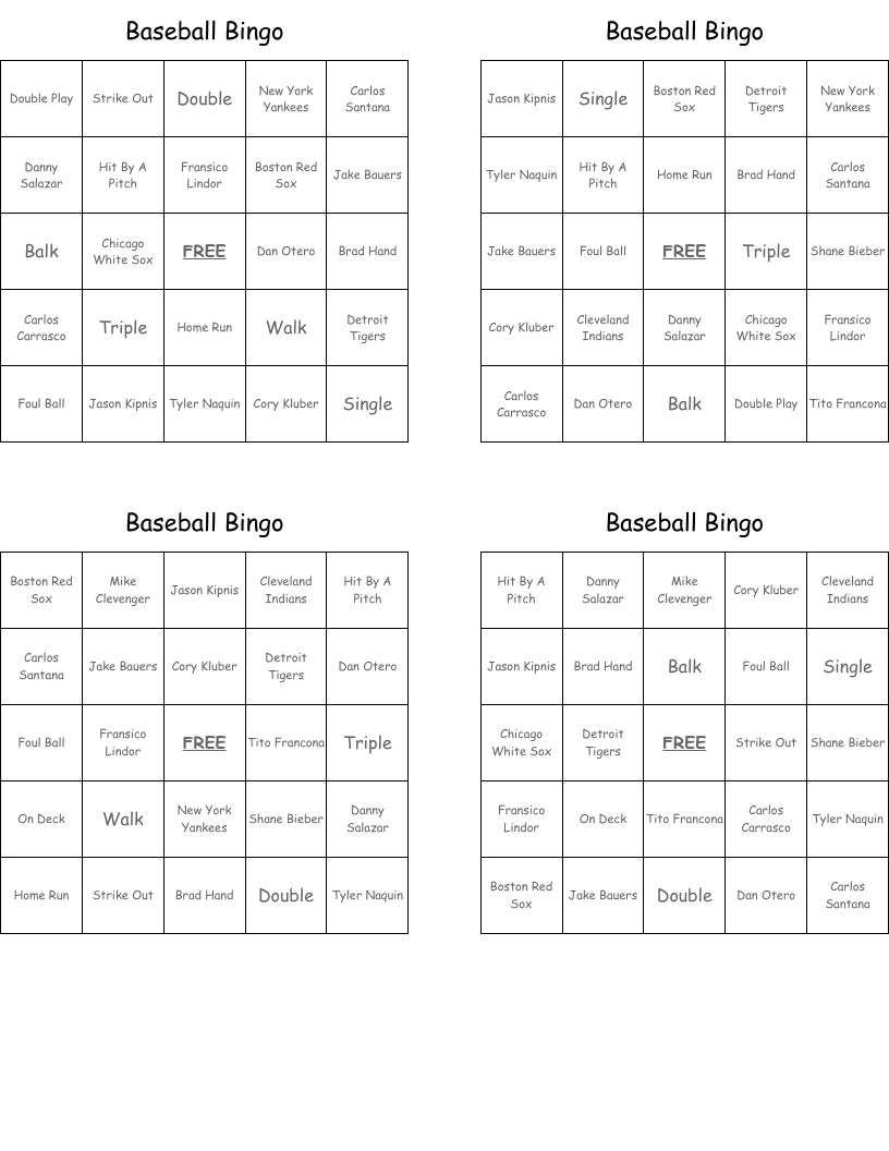 Baseball Bingo