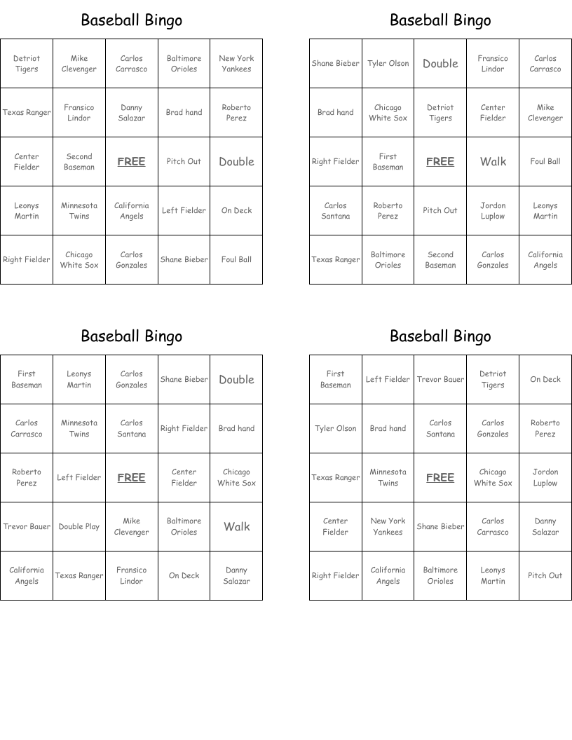 Baseball Bingo