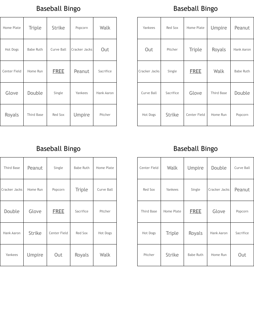 Baseball Bingo