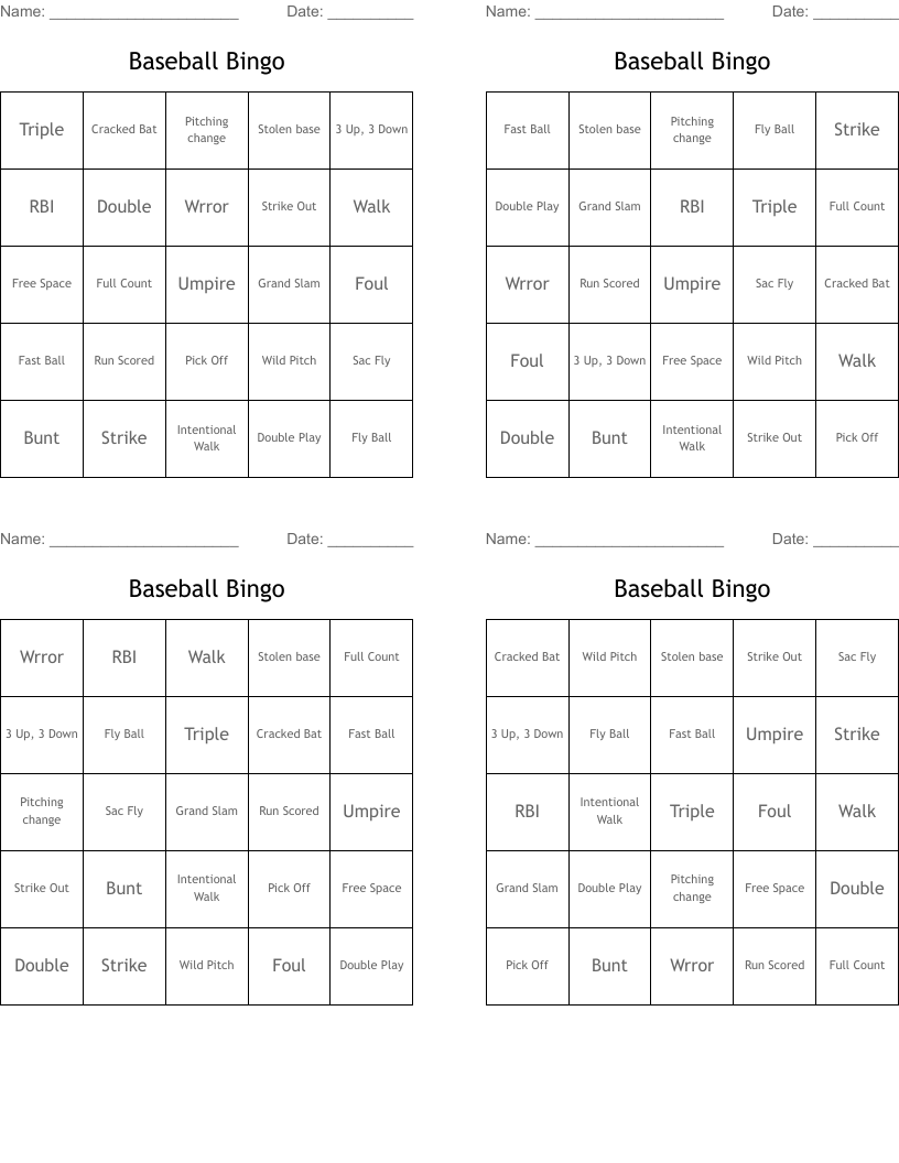 Baseball Bingo