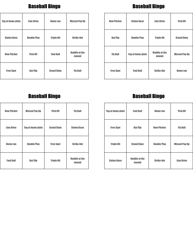 Baseball Bingo