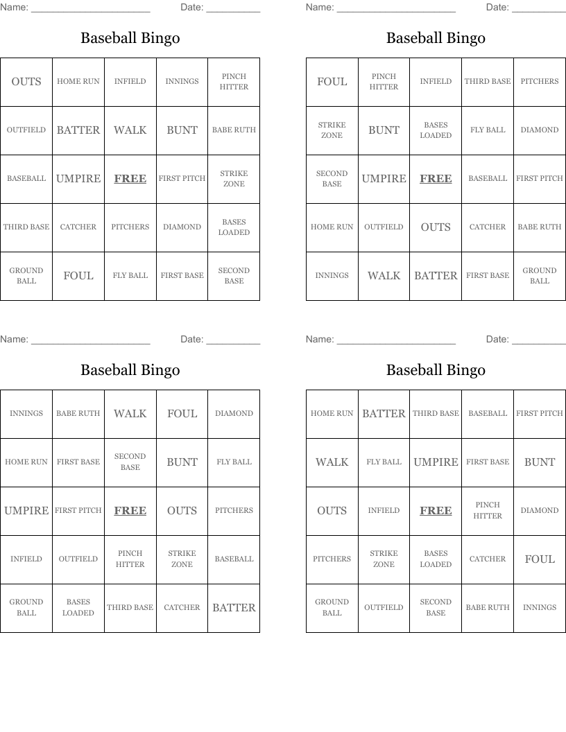Baseball Bingo