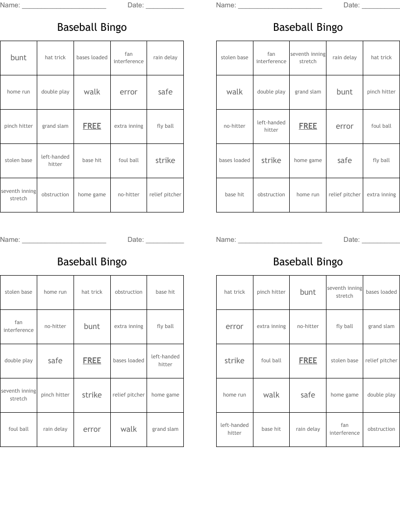 Baseball Bingo