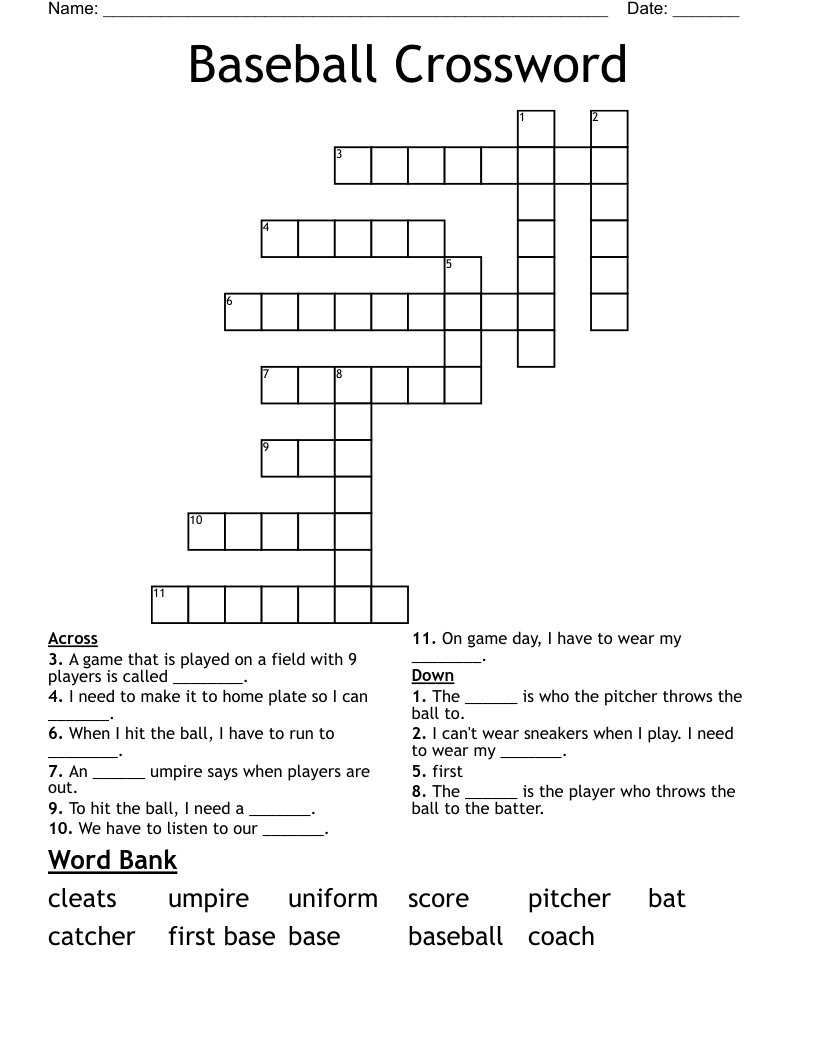 Baseball Crossword