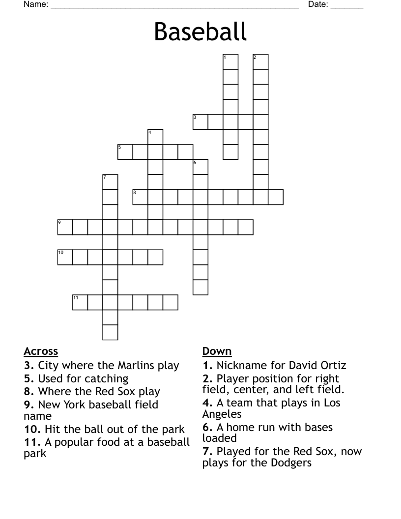 Baseball  Crossword