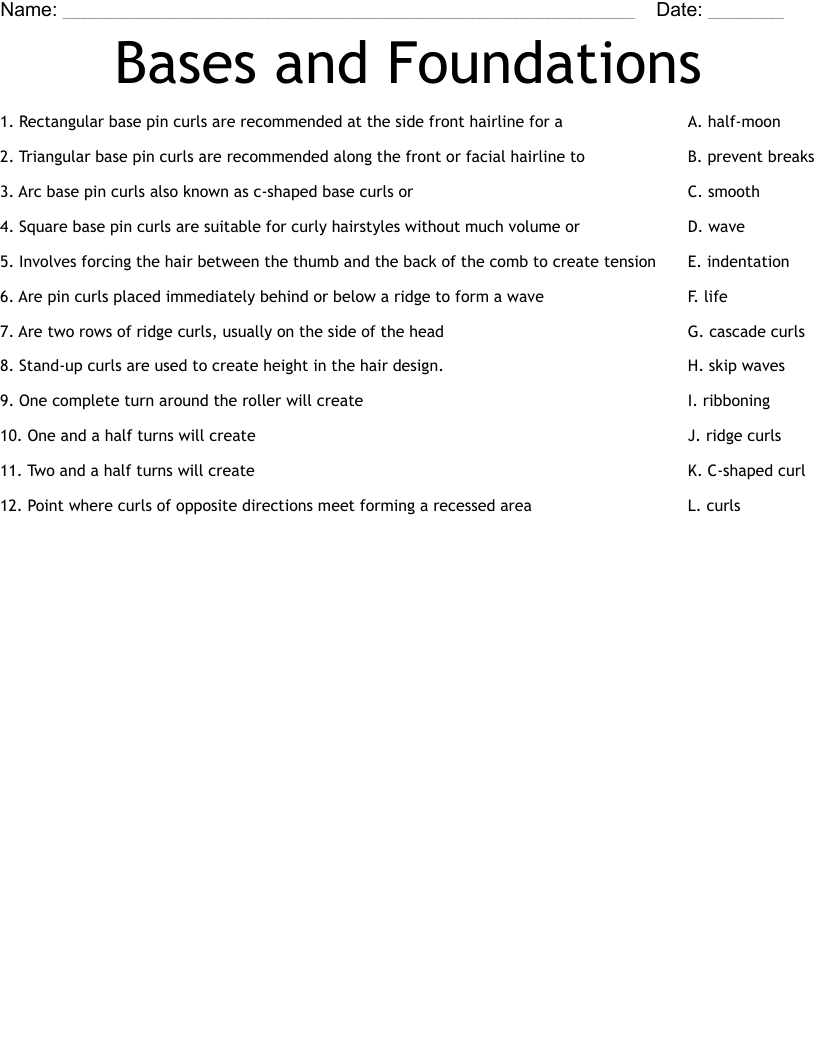 Bases and Foundations Worksheet
