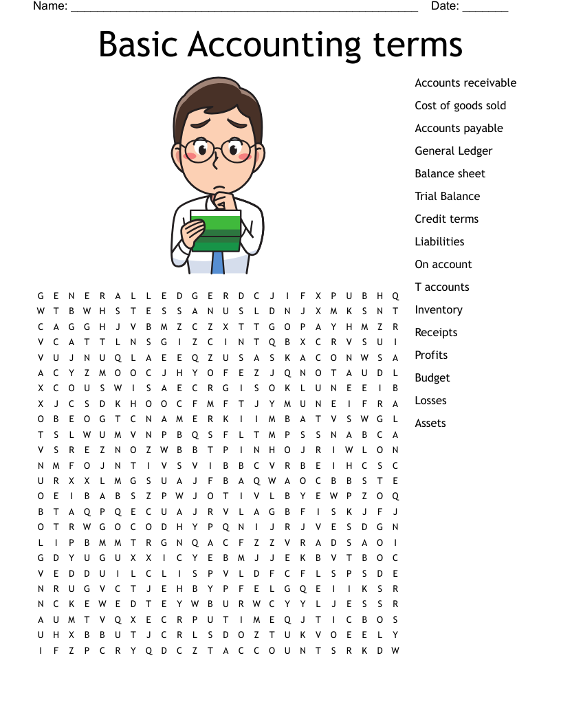 Basic Accounting terms Word Search