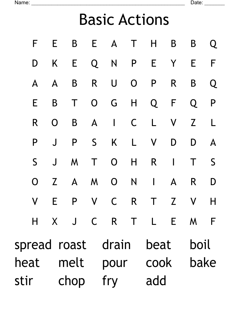 Basic Actions Word Search