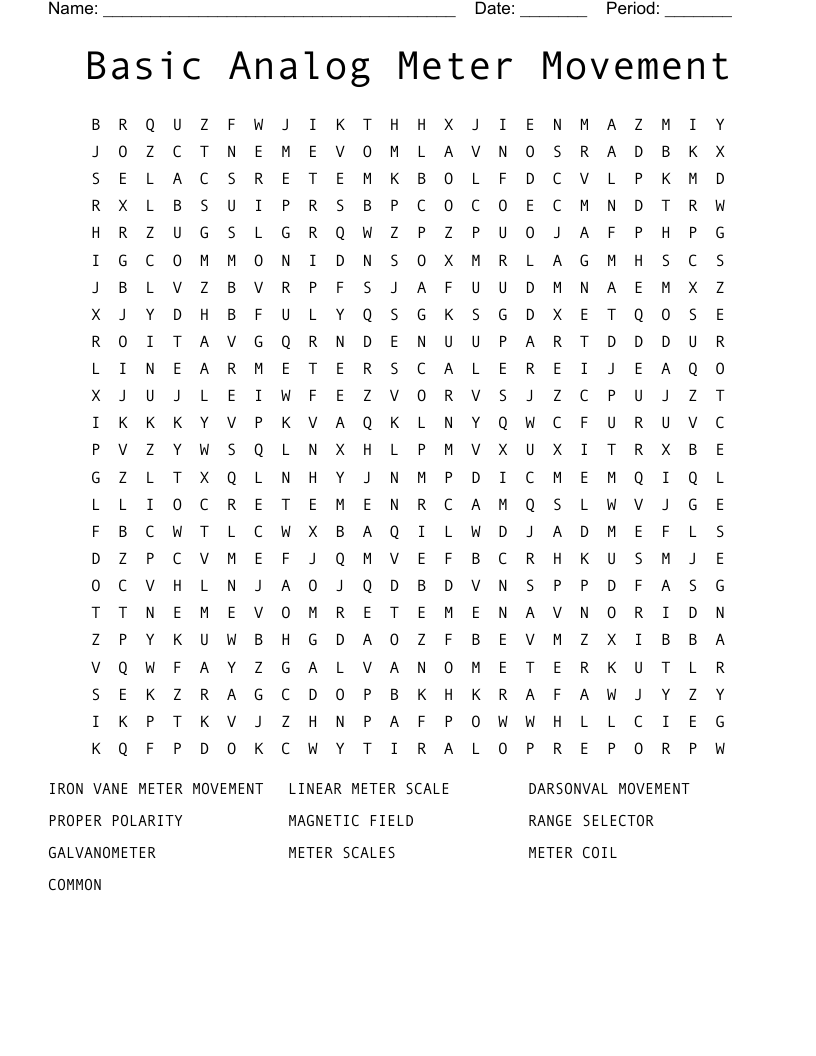 Basic Analog Meter Movement Word Search