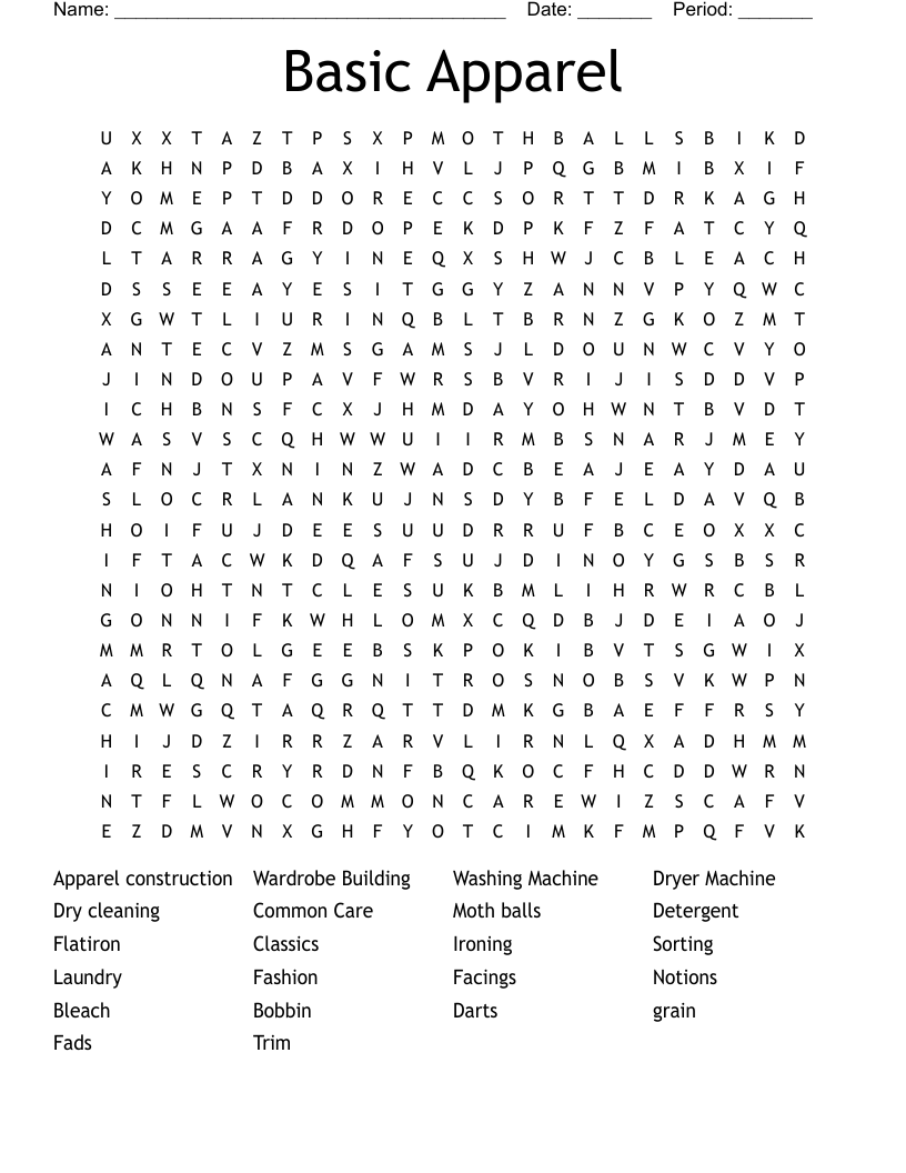 Basic Apparel Word Search