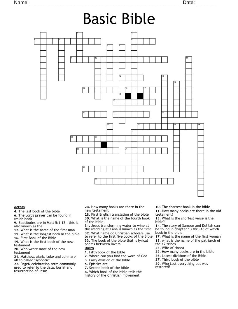 Basic Bible Crossword