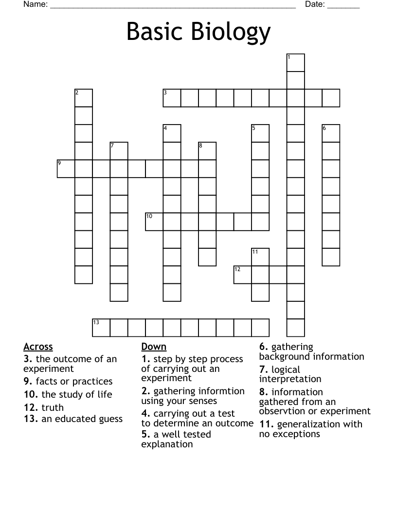 Basic Biology Crossword