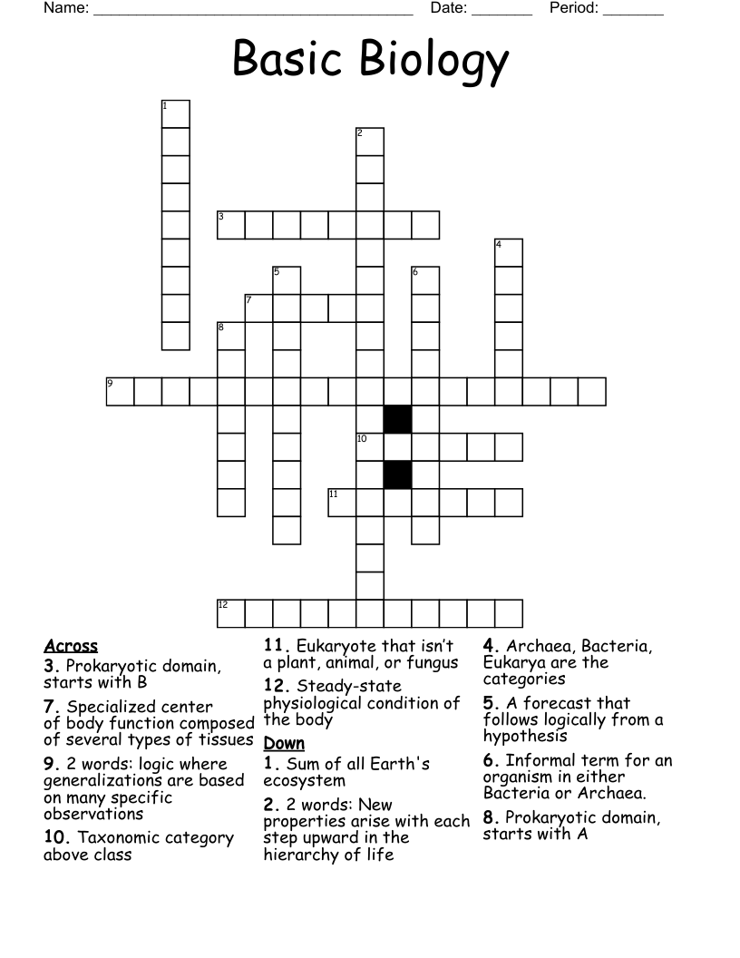 Basic Biology Crossword