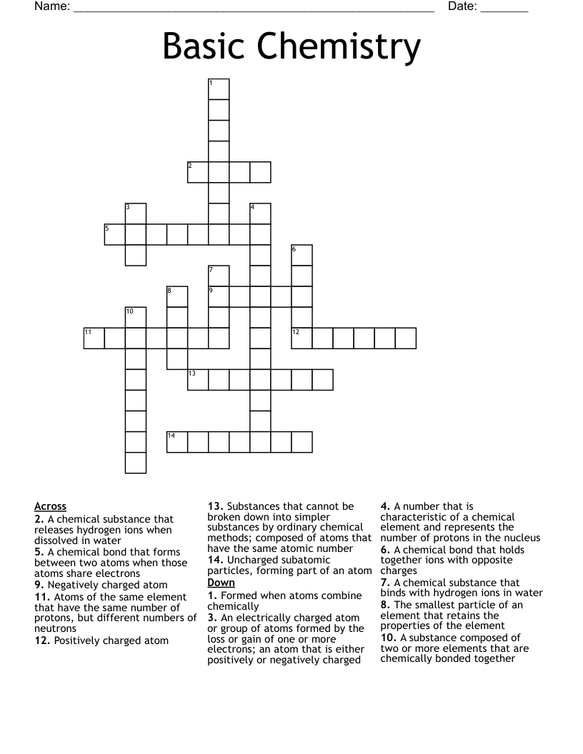 Basic Chemistry Crossword