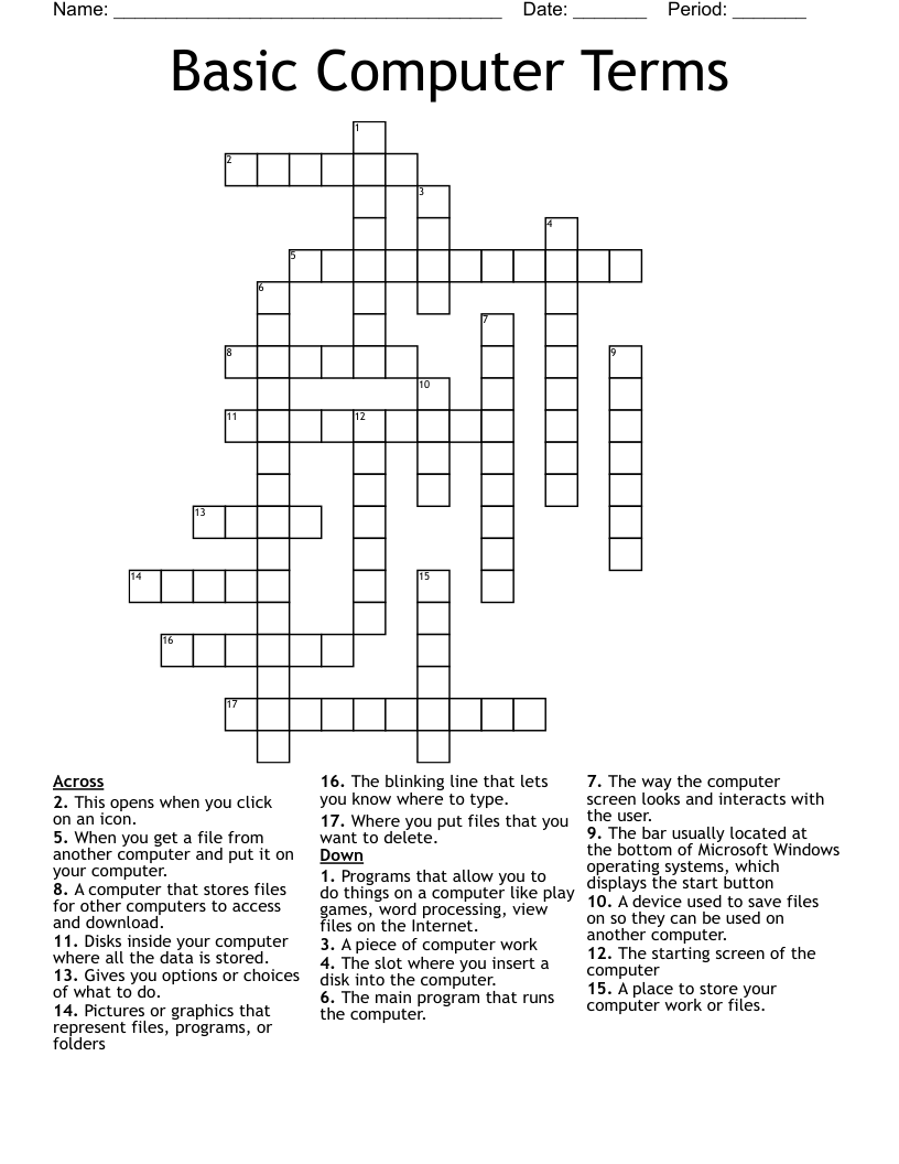 Basic Computer Terms Crossword