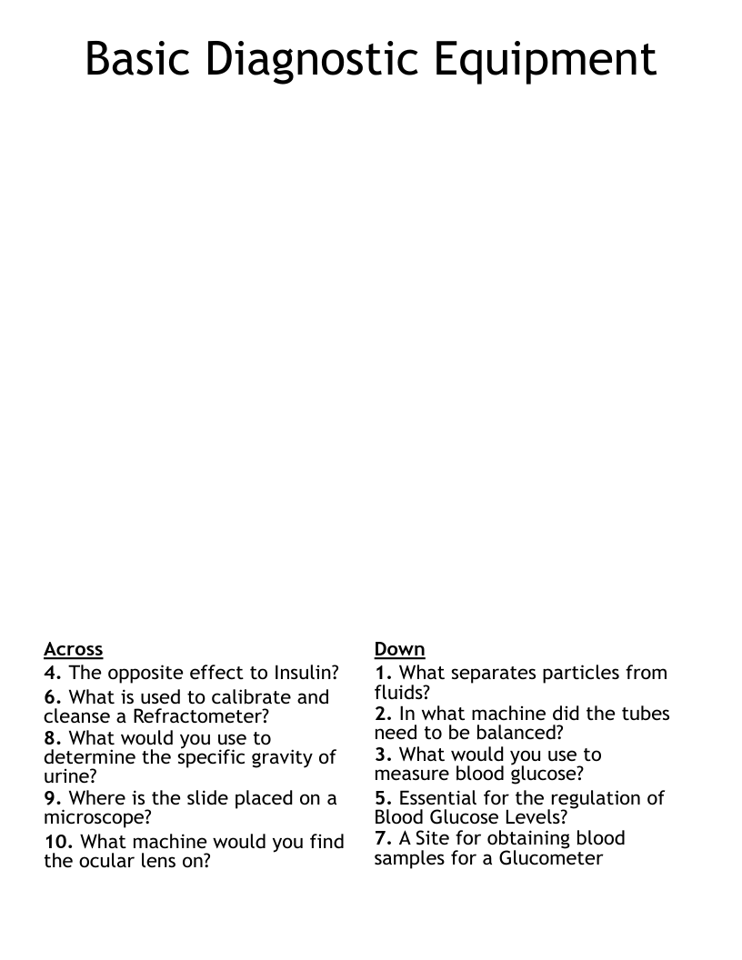 Basic Diagnostic Equipment Crossword