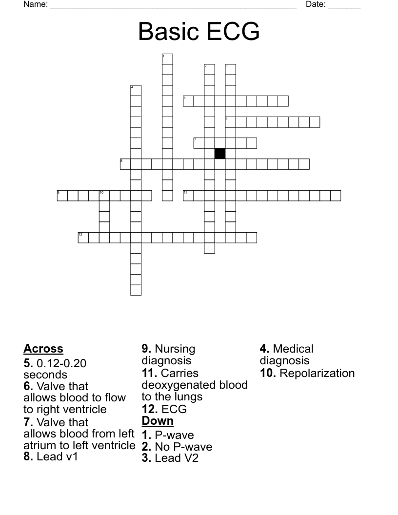 Basic ECG  Crossword