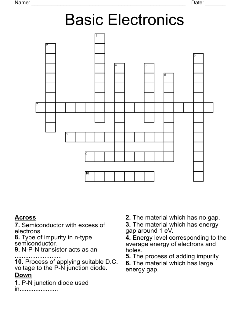 Basic Electronics Crossword