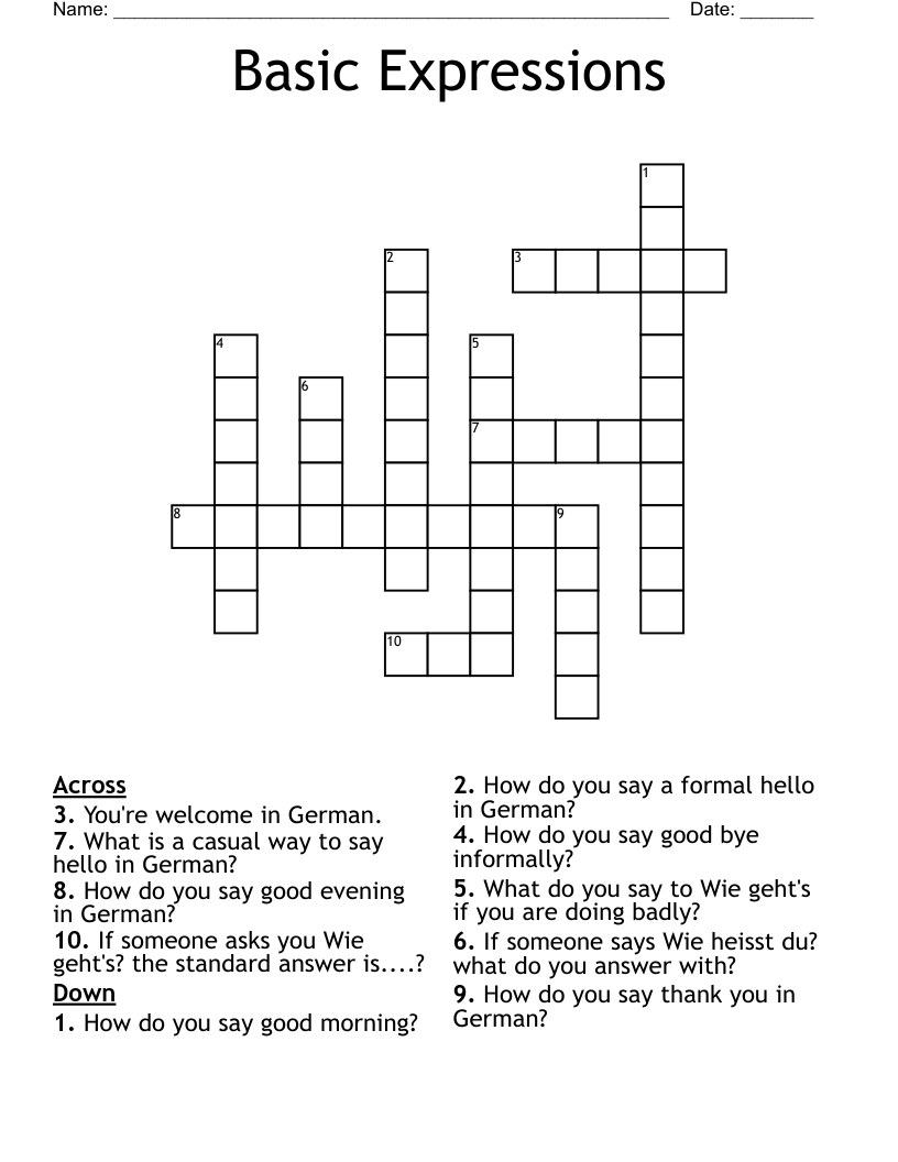 Basic Expressions Crossword