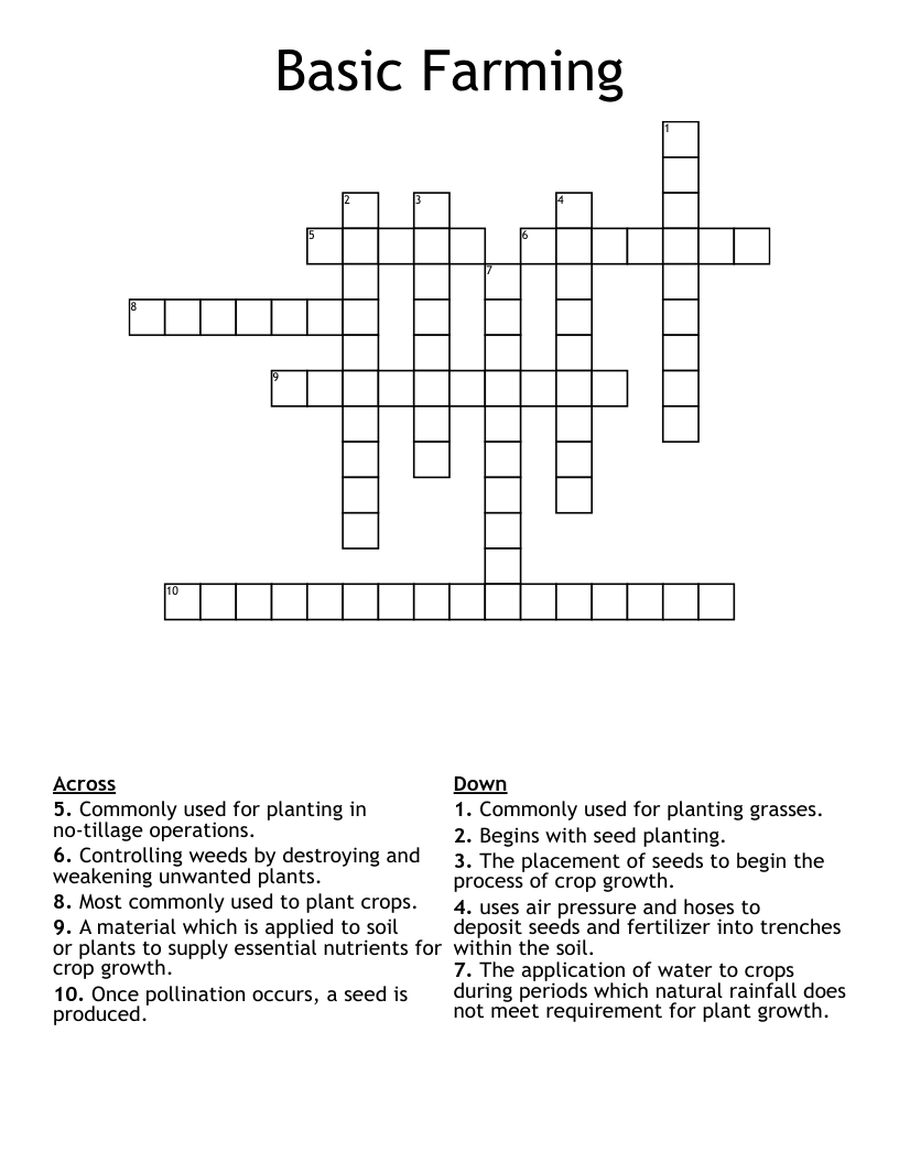 Basic Farming Crossword
