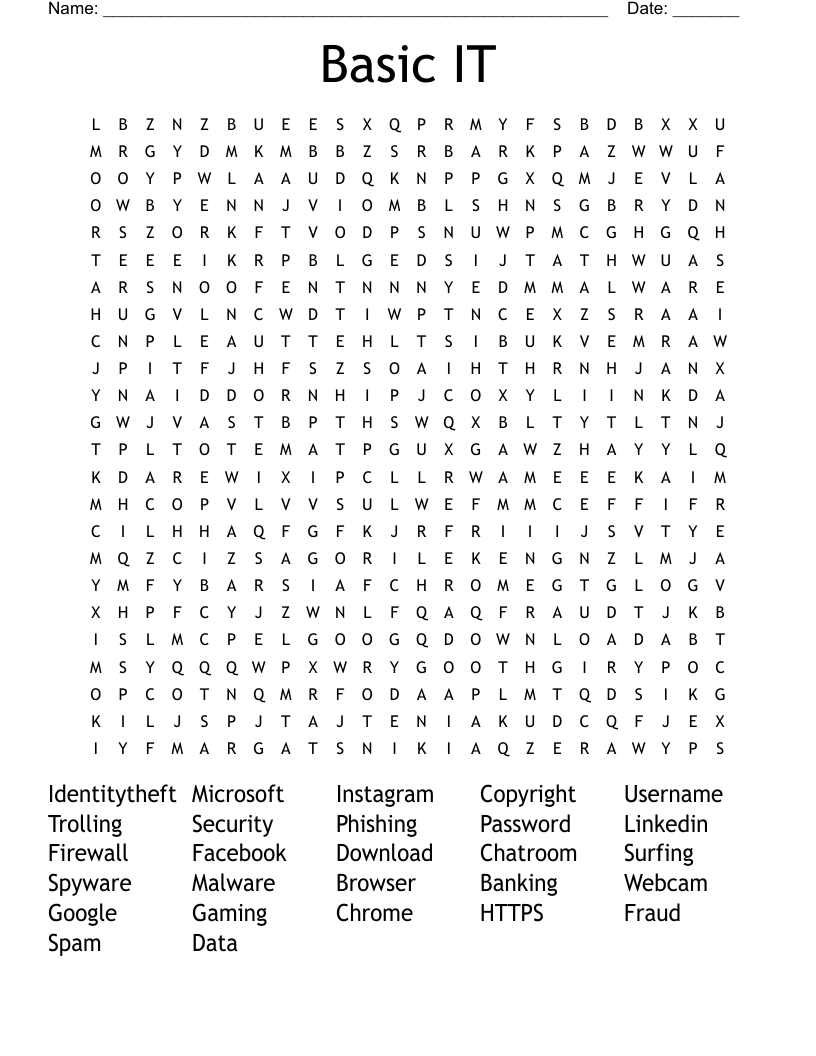 Basic IT Word Search