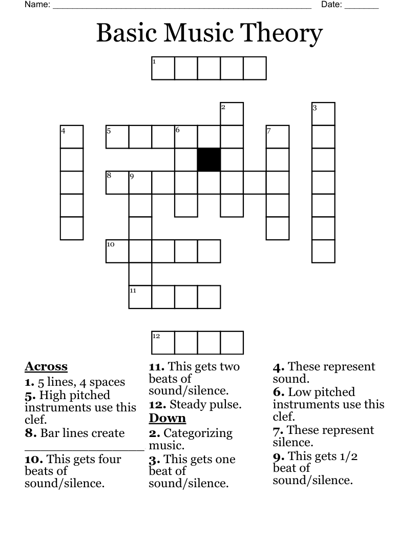 Basic Music Theory Crossword