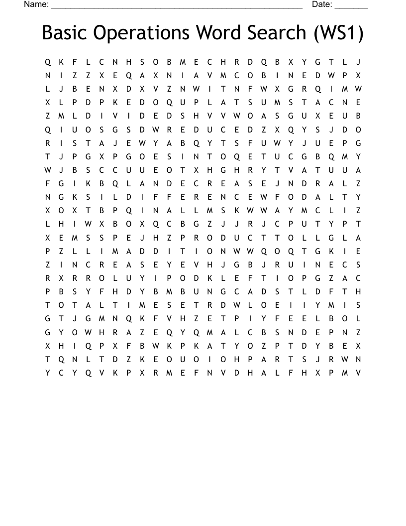 Basic Operations Word Search (WS1)