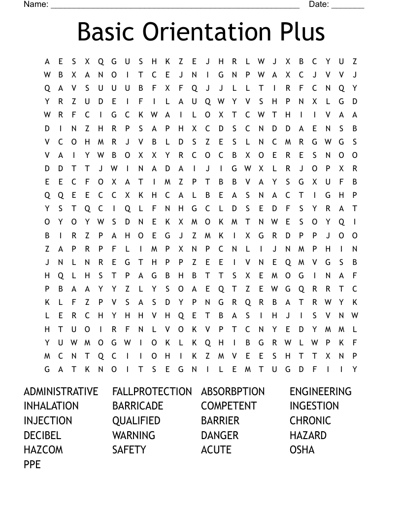 Basic Orientation Plus Word Search