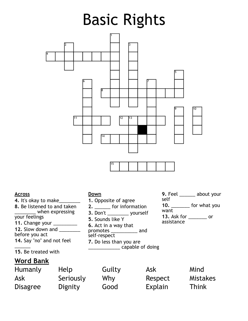 Basic Rights Crossword