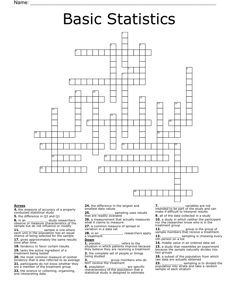 Basic Statistics Crossword