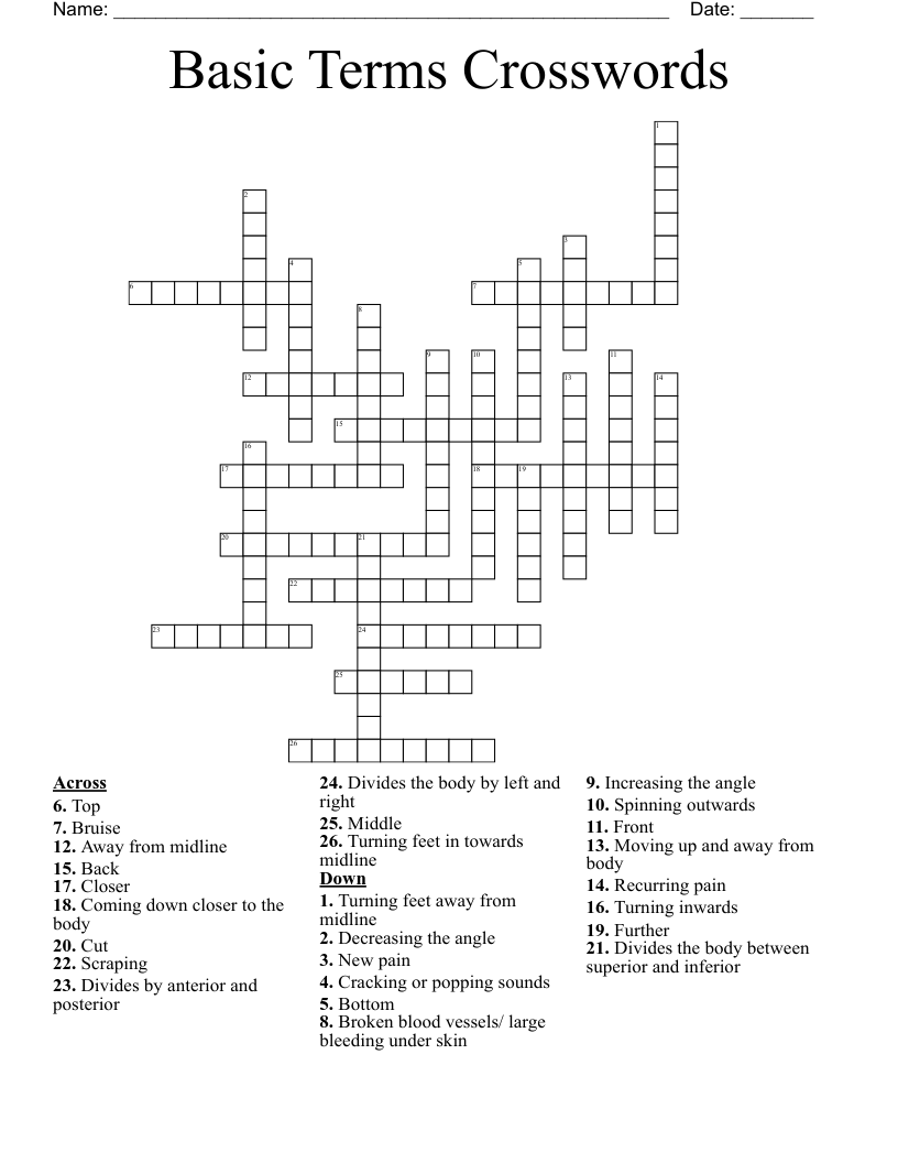 Basic Terms Crosswords