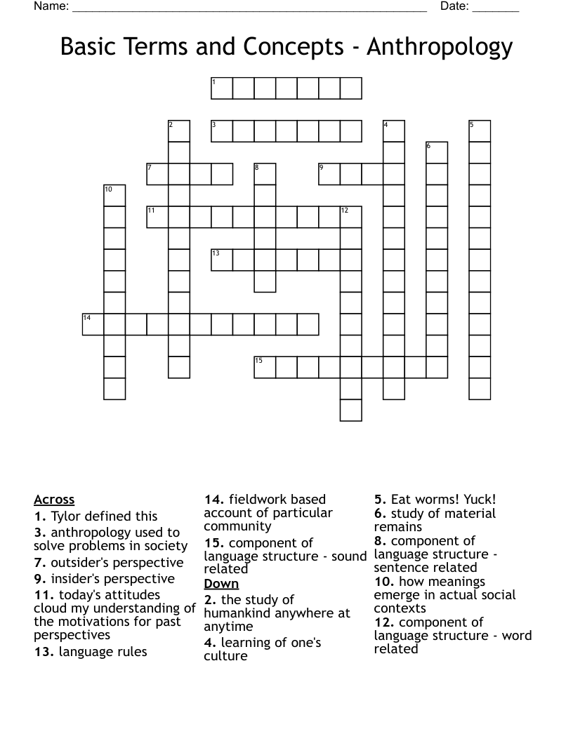 Basic Terms and Concepts - Anthropology Crossword