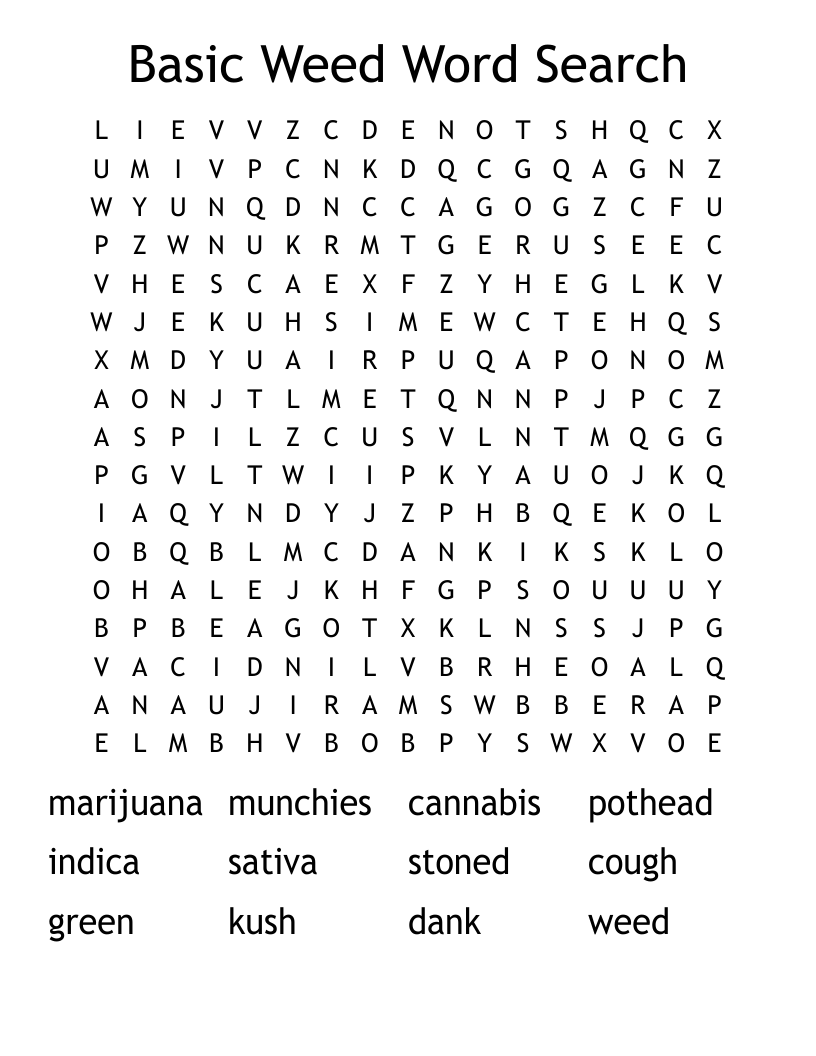 Basic Weed Word Search