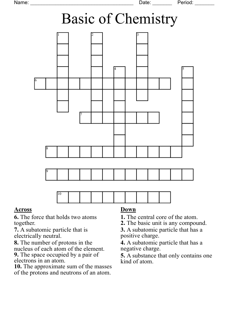 Basic of Chemistry Crossword