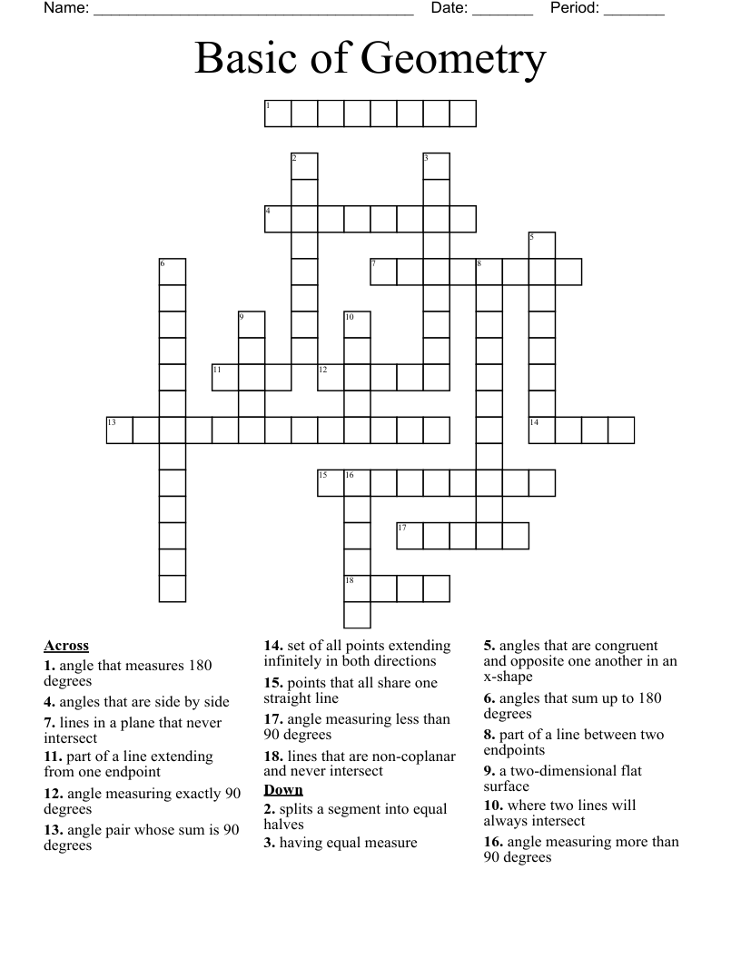 Basic of Geometry Crossword