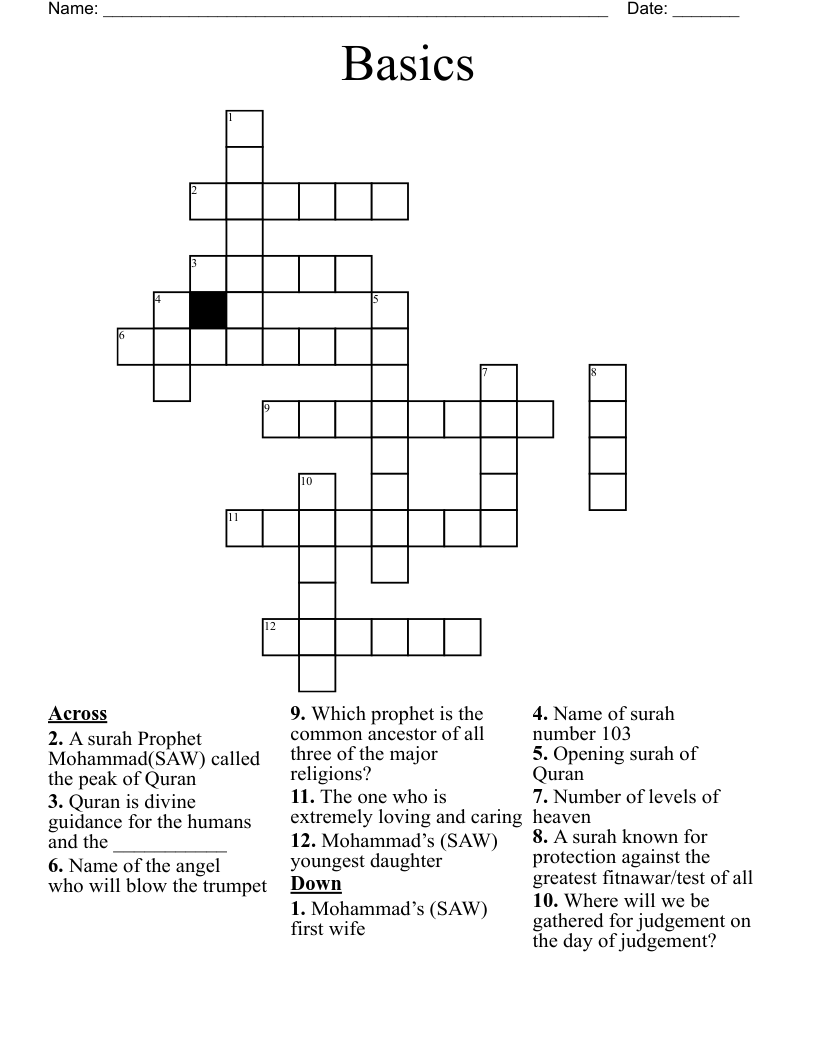 Basics Crossword