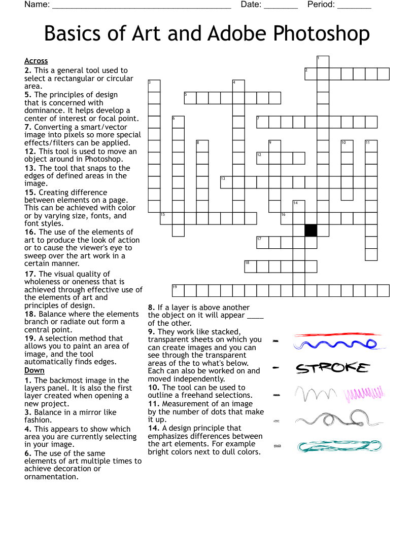 Basics of Art and Adobe Photoshop Crossword