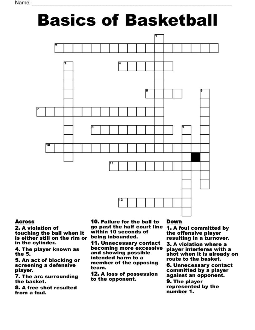 Basics of Basketball Crossword