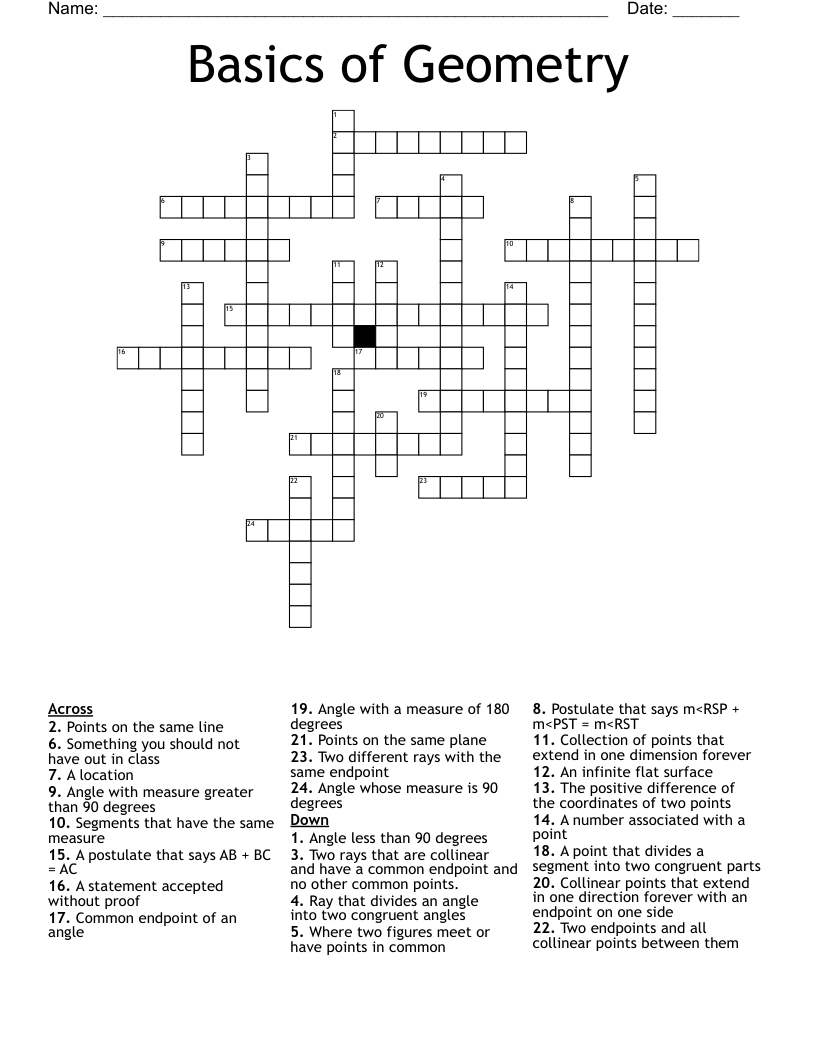 Basics of Geometry Crossword