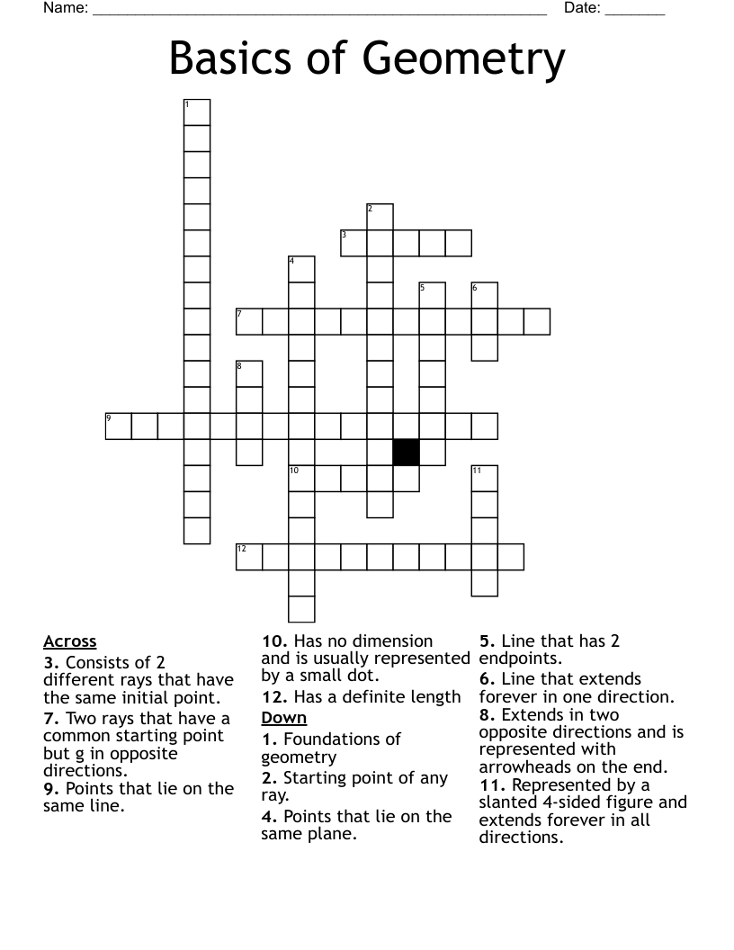 Basics of Geometry Crossword