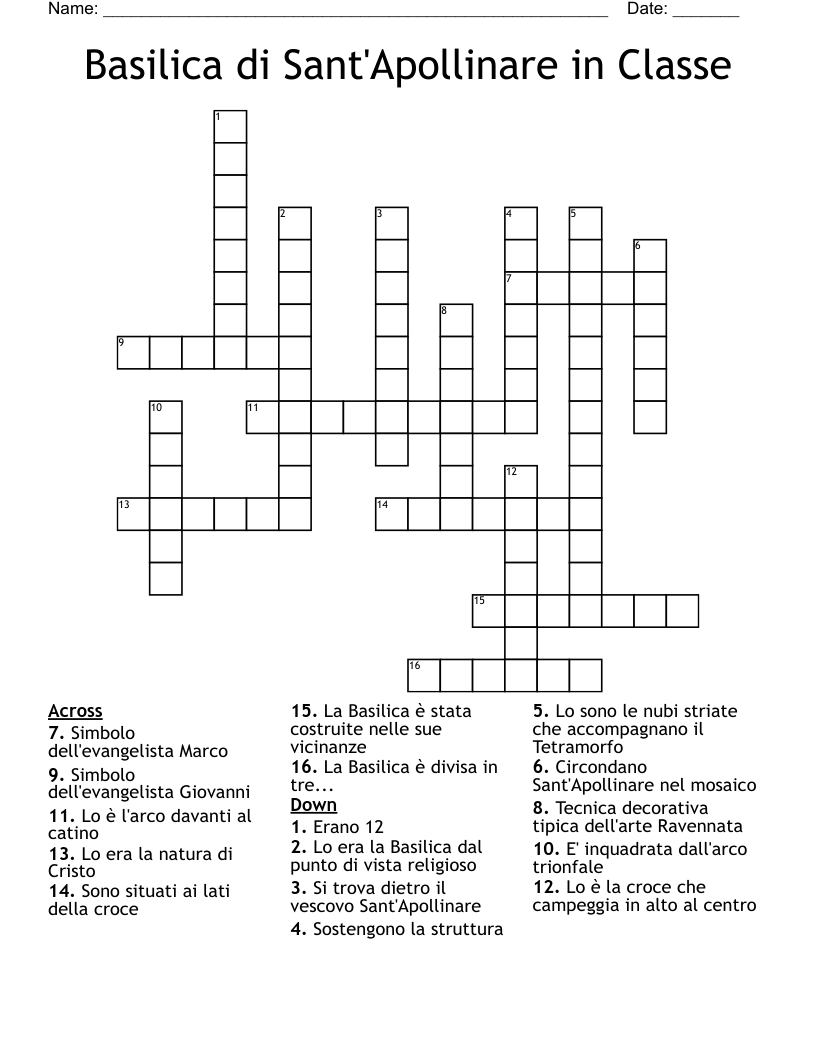 Basilica di Sant'Apollinare in Classe Crossword
