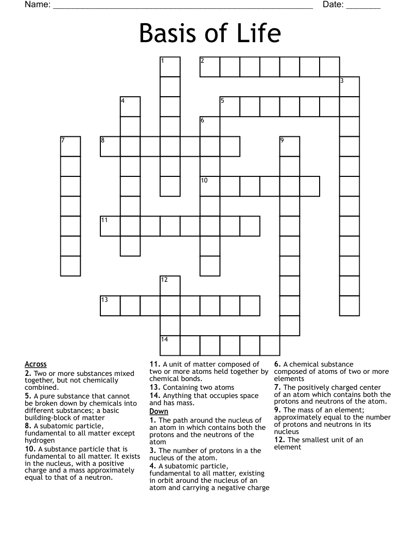 Basis of Life Crossword