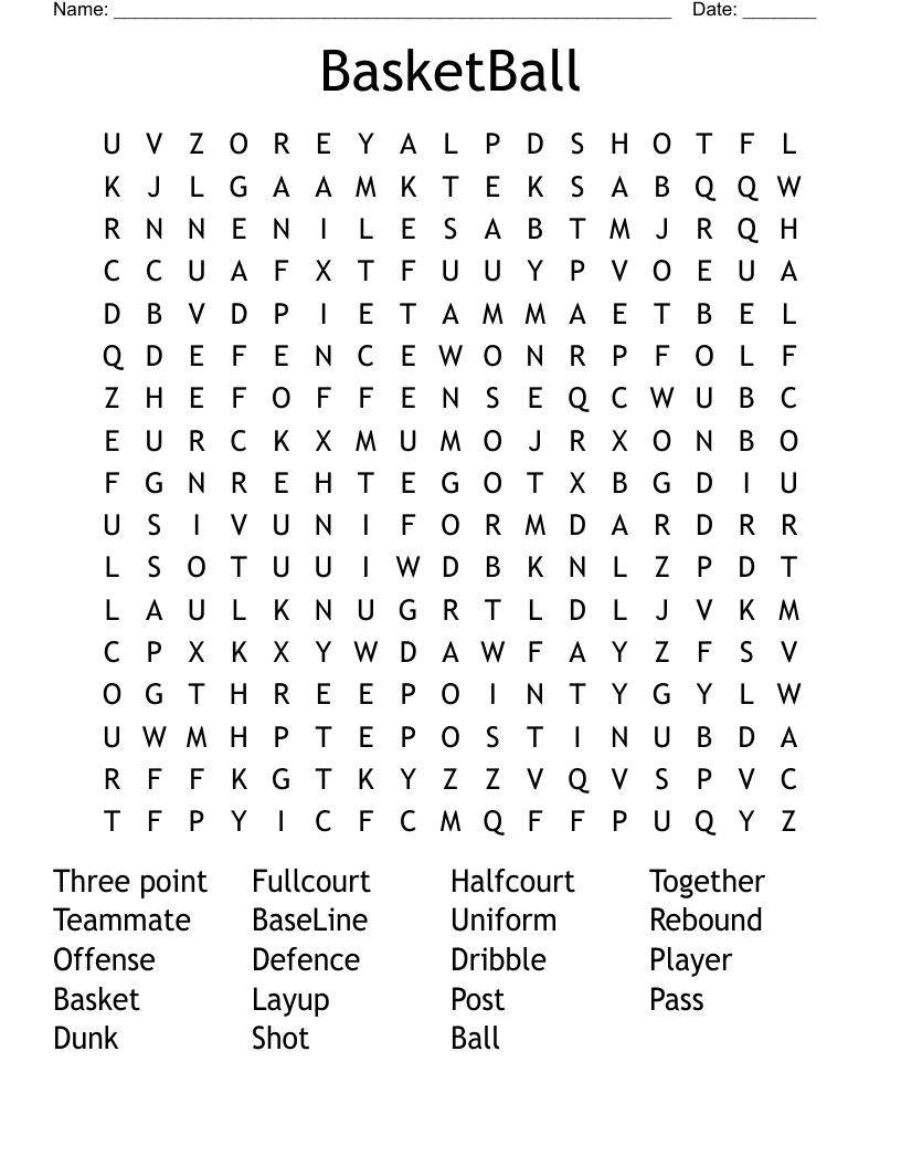 BasketBall Word Search