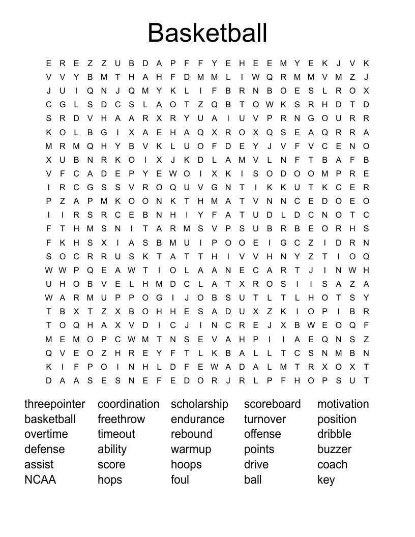 Basketball Word Search