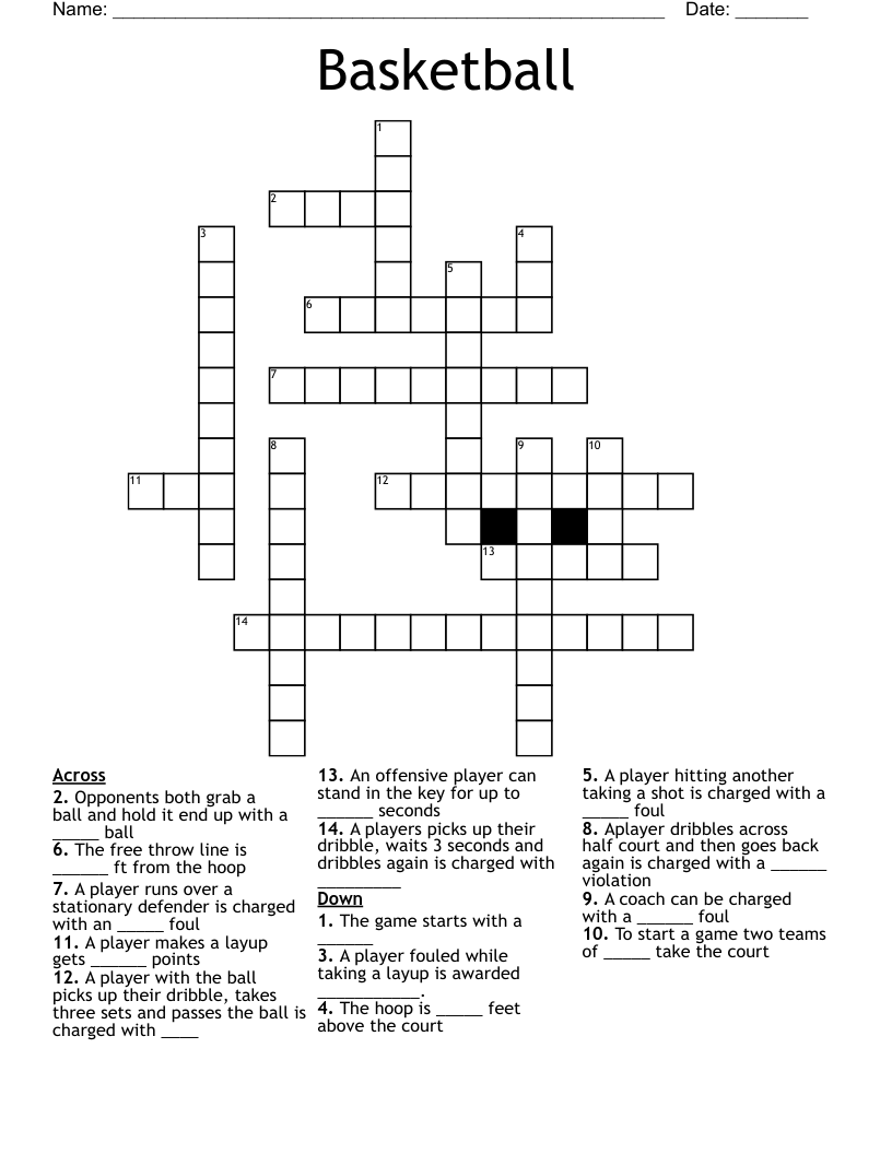 Basketball Crossword
