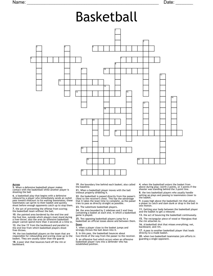 Basketball Crossword